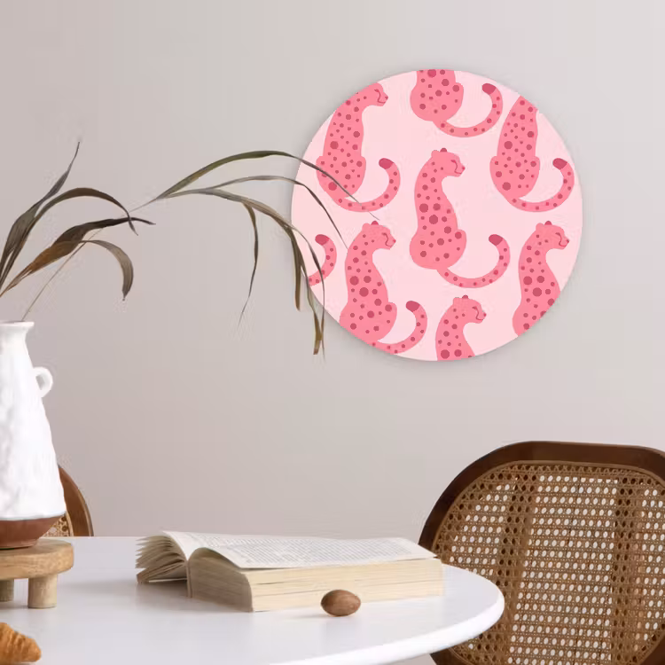 Muurcirkel - Kat - Gevlekt - Dieren - Patroon - Roze — 4
