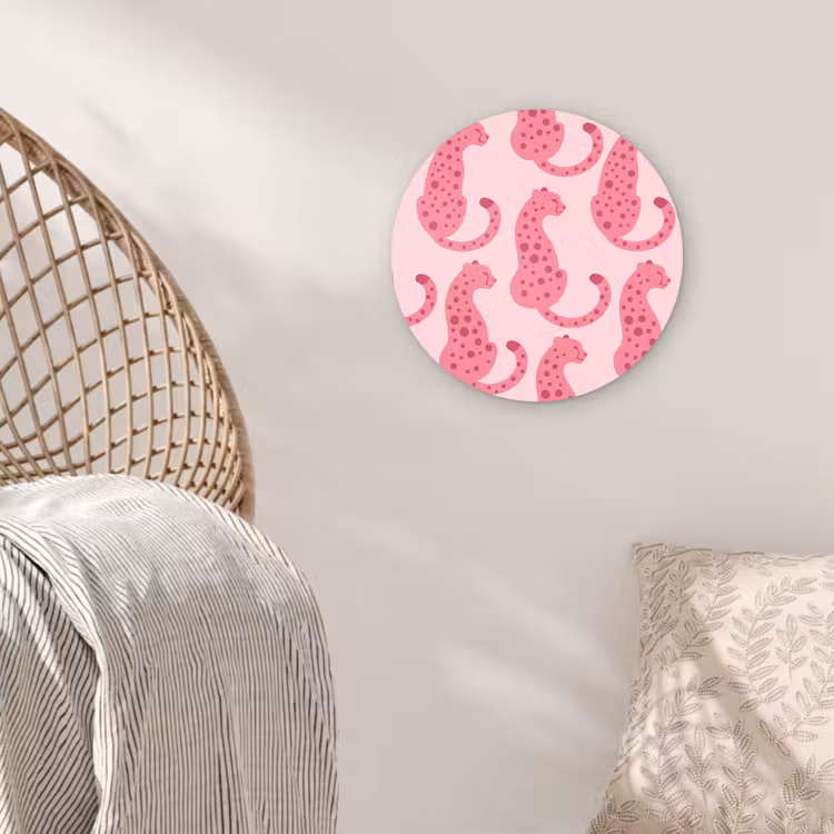 Muurcirkel - Kat - Gevlekt - Dieren - Patroon - Roze — 5