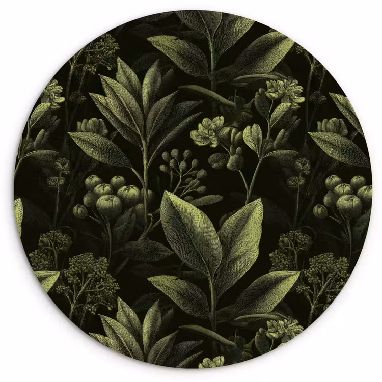 Muurcirkel - Klassiek - Donker - Botanisch - Planten — 1