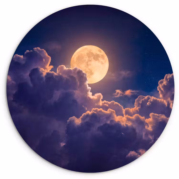 Muurcirkel - Maan - Wolken - Nacht - Oranje — 1