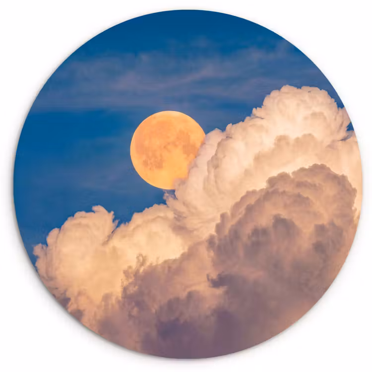 Muurcirkel - Maan - Wolken - Natuur - Oranje — 1