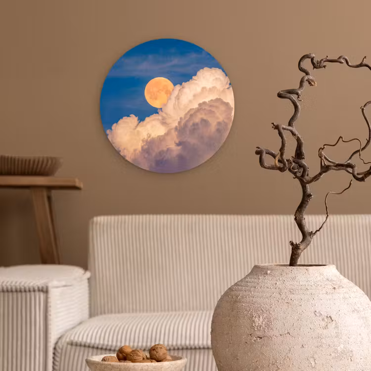 Muurcirkel - Maan - Wolken - Natuur - Oranje — 2