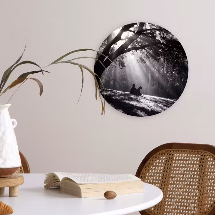 Muurcirkel - Mens - Hond - Natuur - Zwart-wit - Silhouet — 4