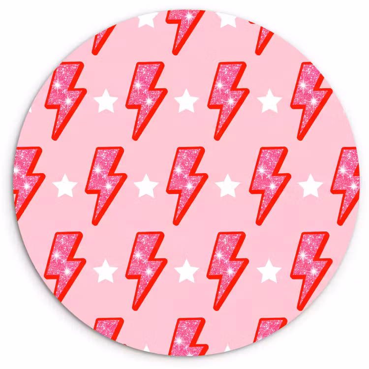 Muurcirkel - Patroon - Bliksem - Ster - Glitter - Roze — 1