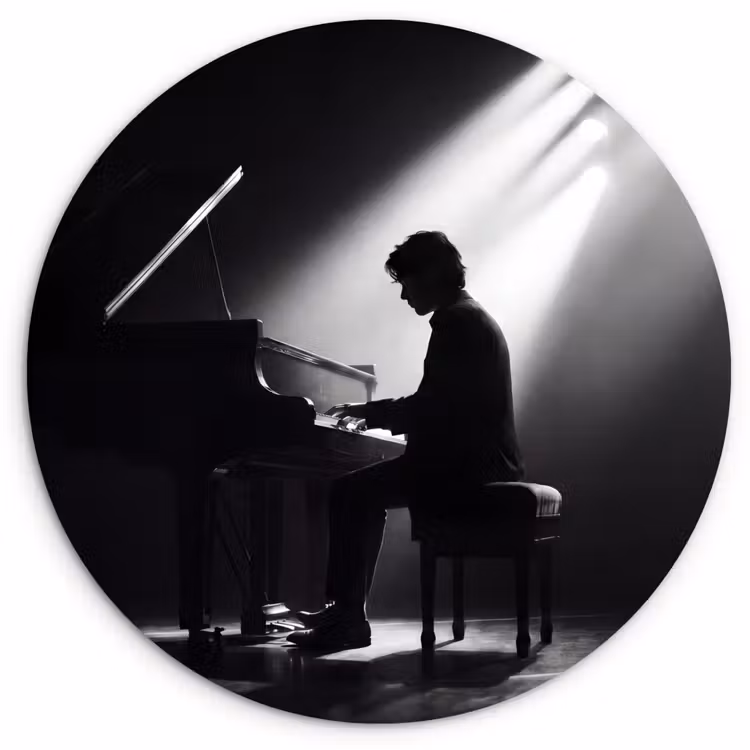 Muurcirkel - Persoon - Piano - Muziek - Zwart-wit - Podium — 1