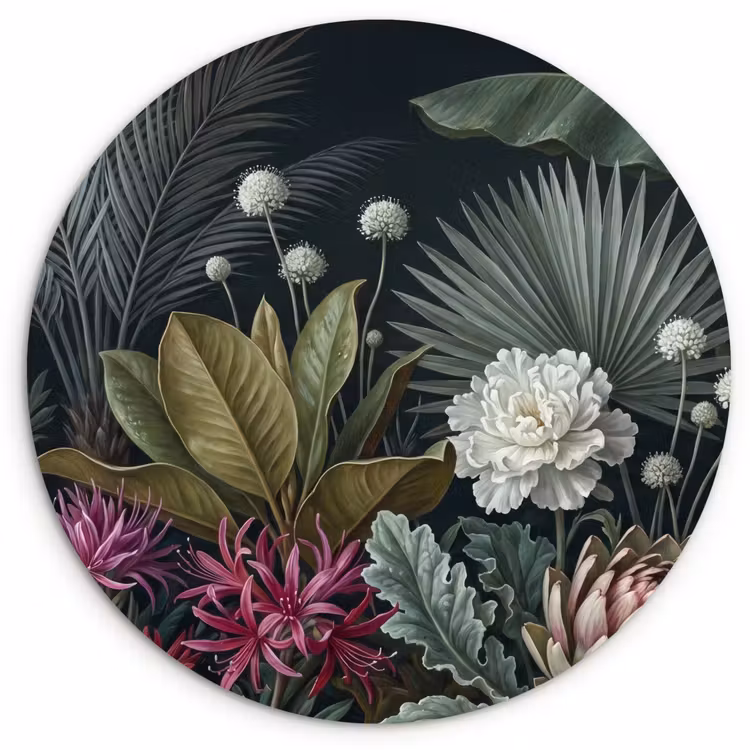 Muurcirkel - Planten - Tropisch - Botanisch - Donker - Groen — 1