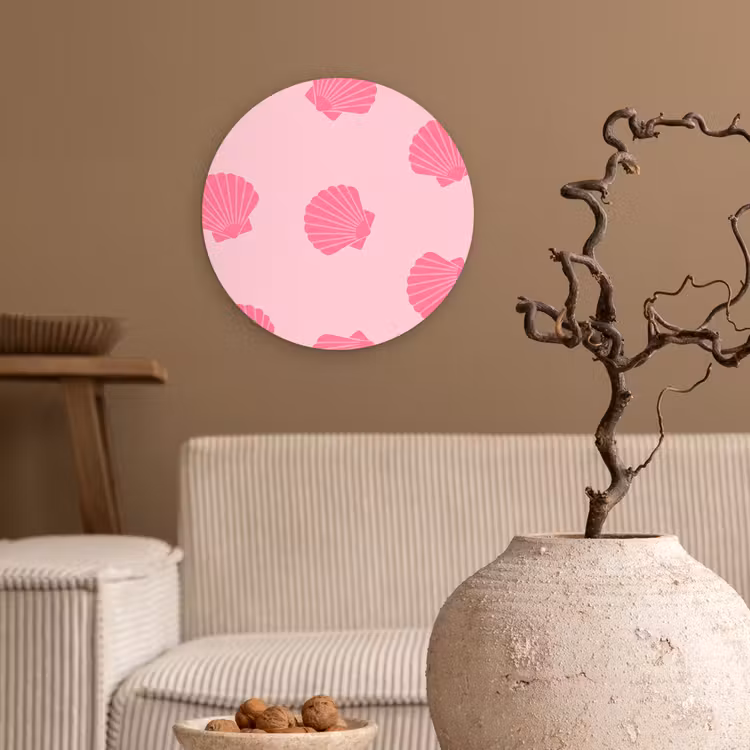 Muurcirkel - Schelp - Patroon - Zee - Modern - Roze — 2