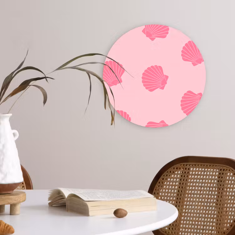 Muurcirkel - Schelp - Patroon - Zee - Modern - Roze — 4