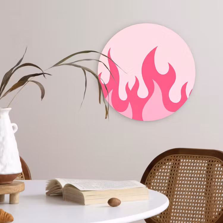 Muurcirkel - Vlammen - Patroon - Abstract - Modern - Roze — 4