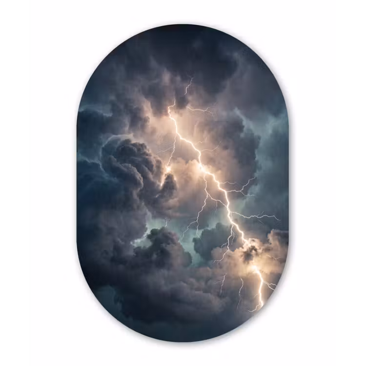 Muurovaal aluminium - Bliksem - Storm - Natuur - Donker — 1