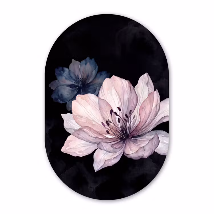 Muurovaal aluminium - Bloemen - Aquarel - Modern - Roze - Donker — 1