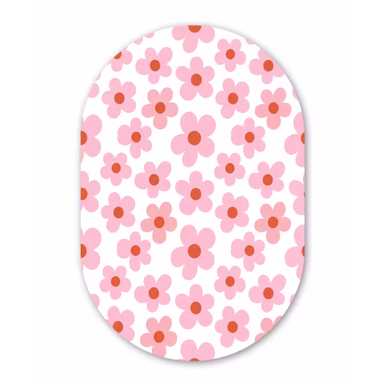 Muurovaal aluminium - Bloemen - Patroon - Modern - Roze - Wit — 1