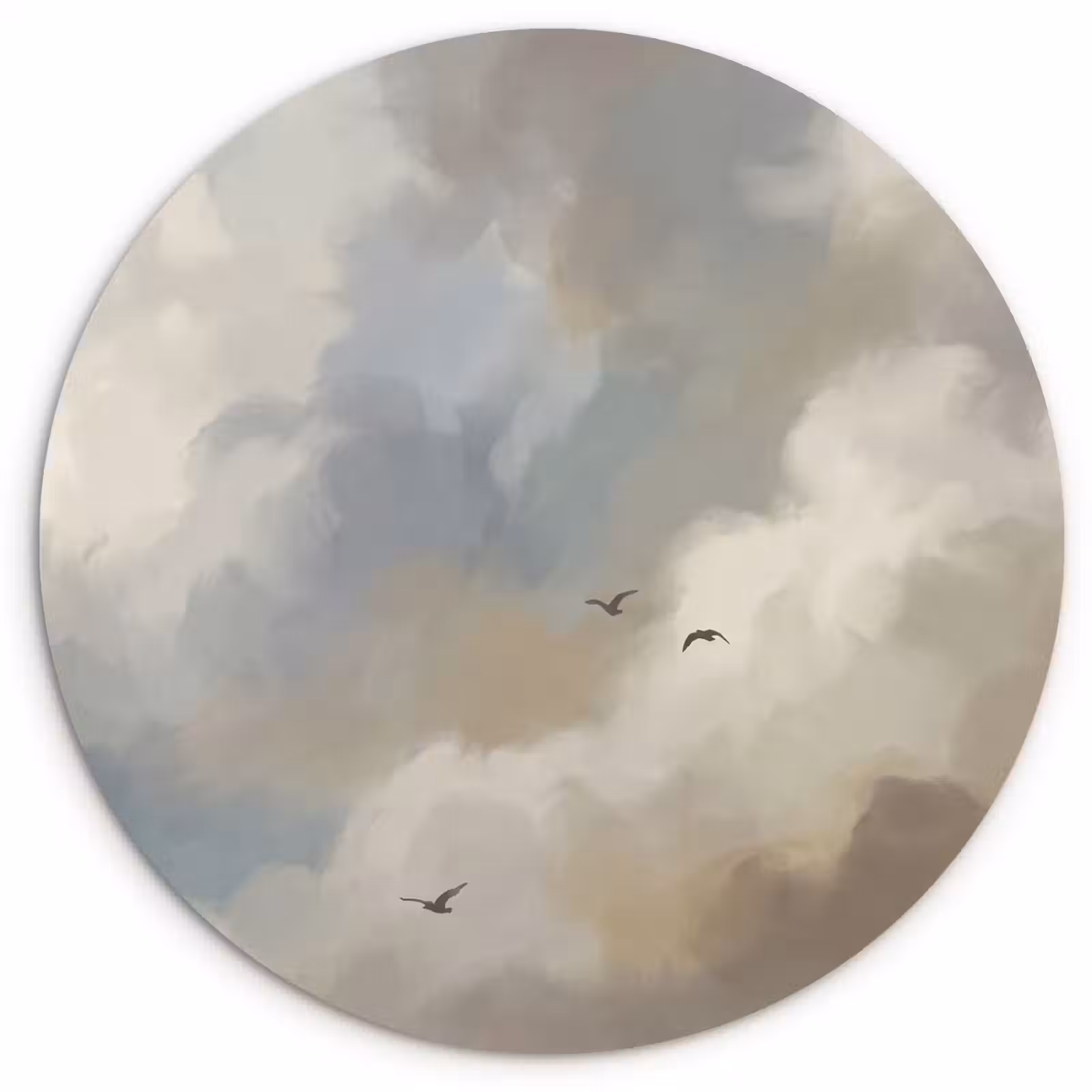 Muurcirkel - Vogel - Wolken - Natuur - Modern - Grijs — 1