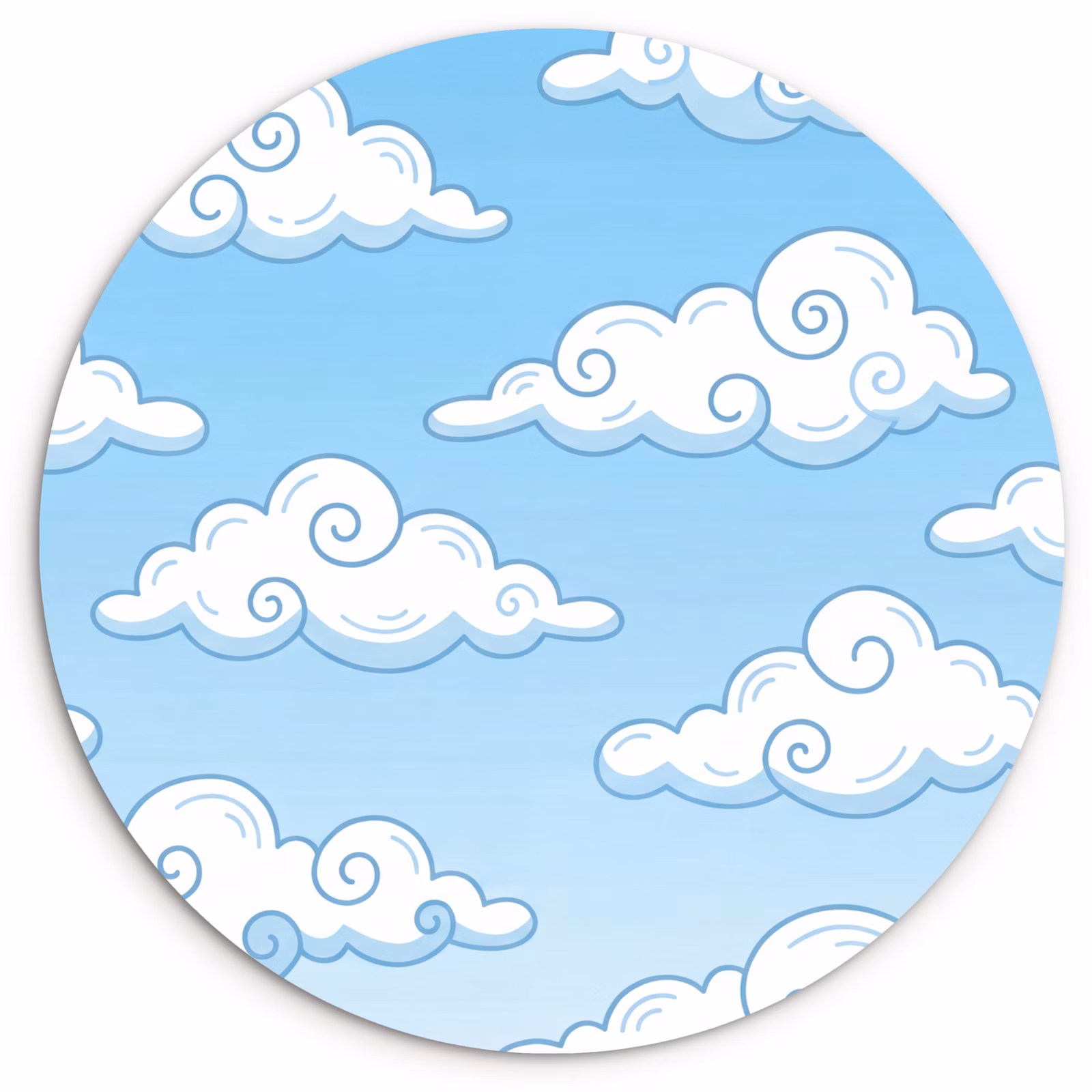 Muurcirkel - Wolk - Lucht - Cartoon - Blauw - Wit — 1