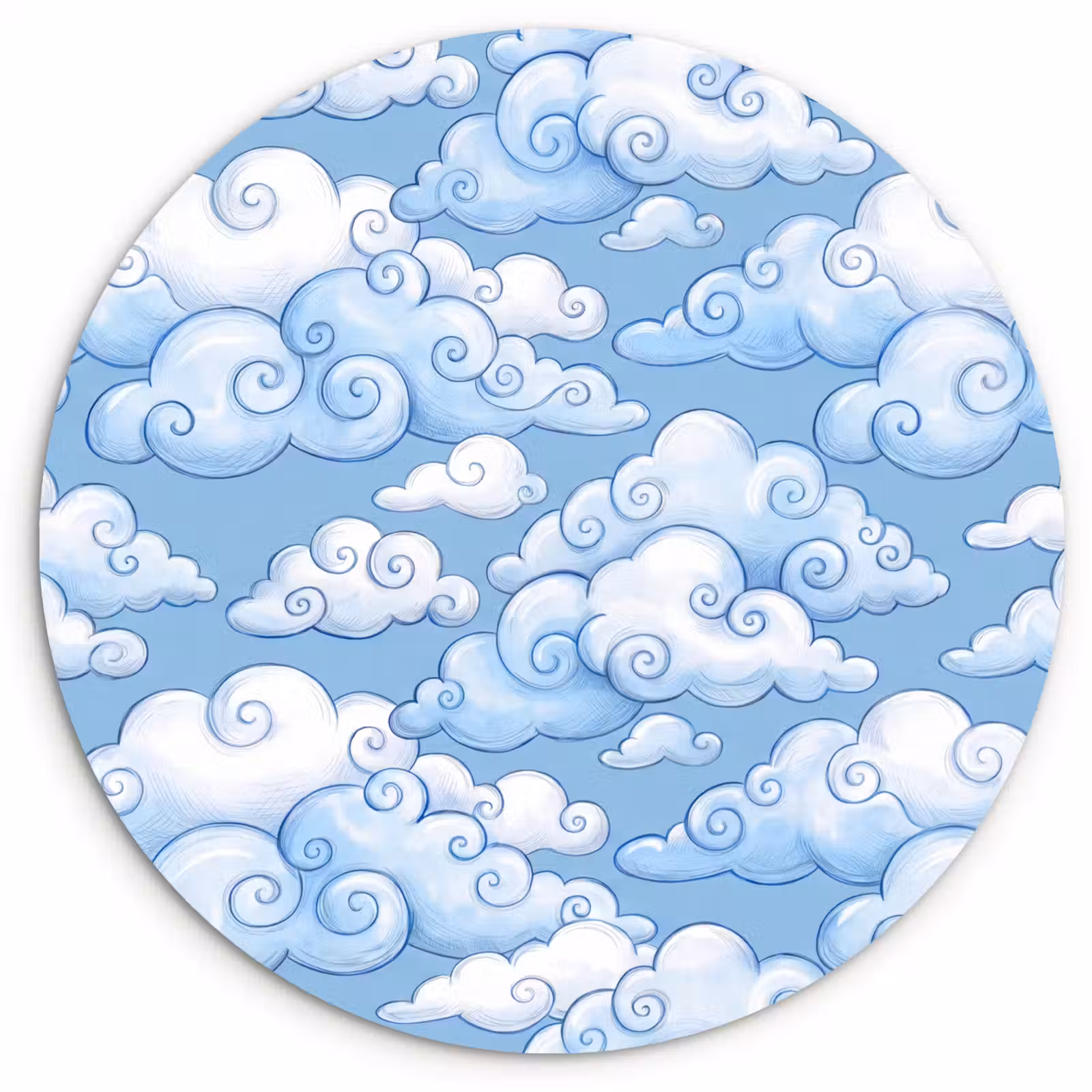 Muurcirkel - Wolken - Patroon - Hemel - Illustratie - Wit — 1