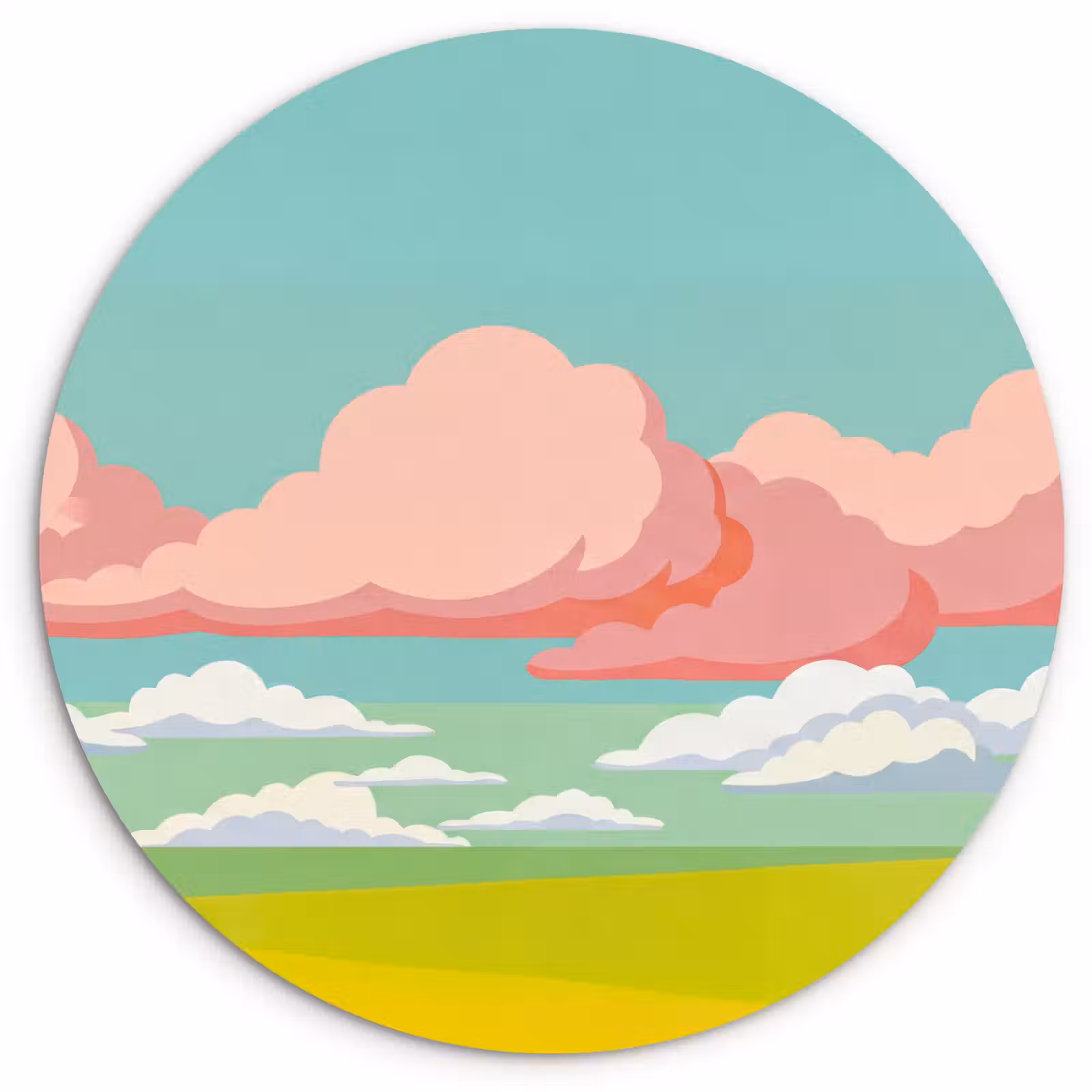 Muurcirkel - Wolken - Roze - Natuur - Modern - Pastel — 1