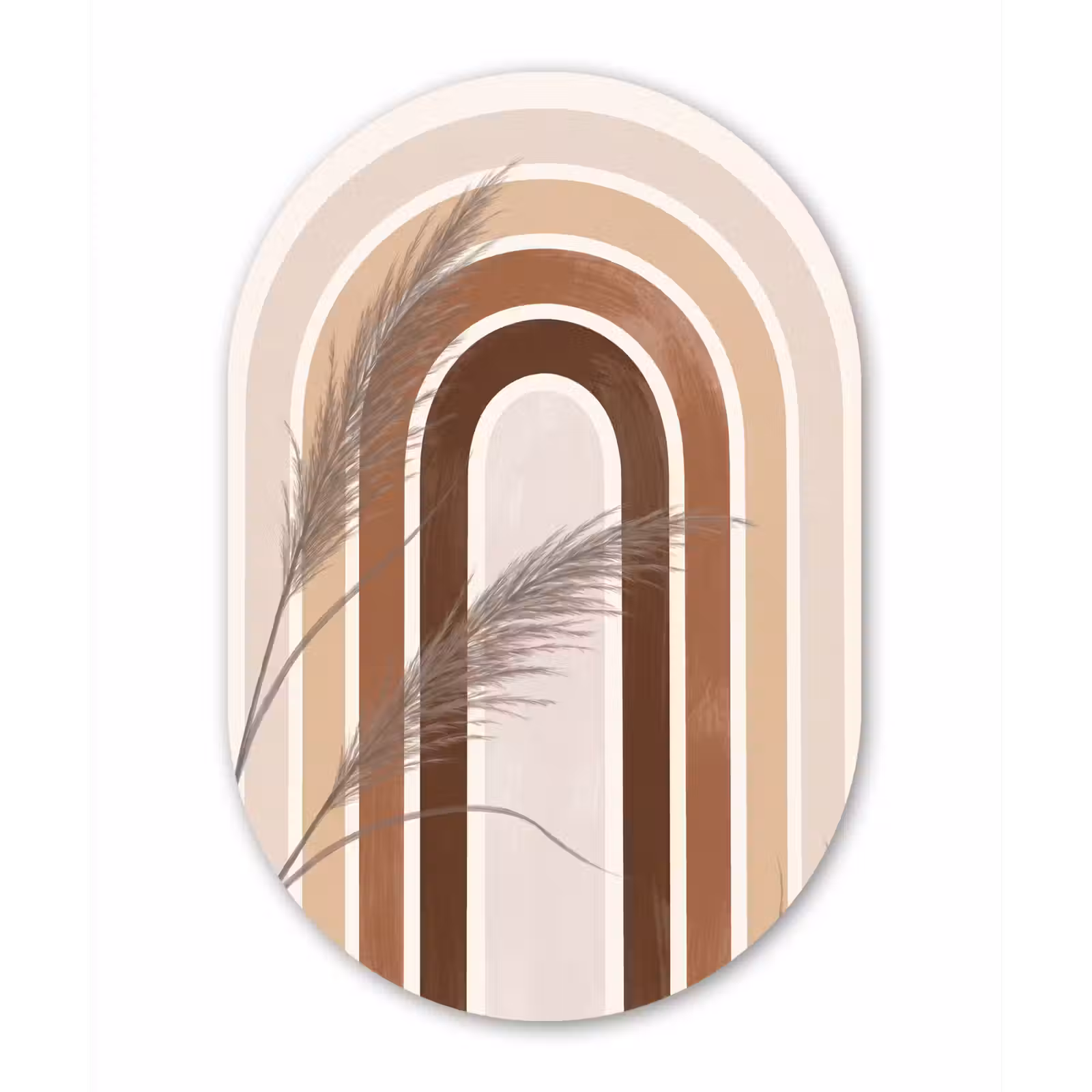 Muurovaal aluminium - Abstract - Bogen - Plant - Boho - Beige — 1