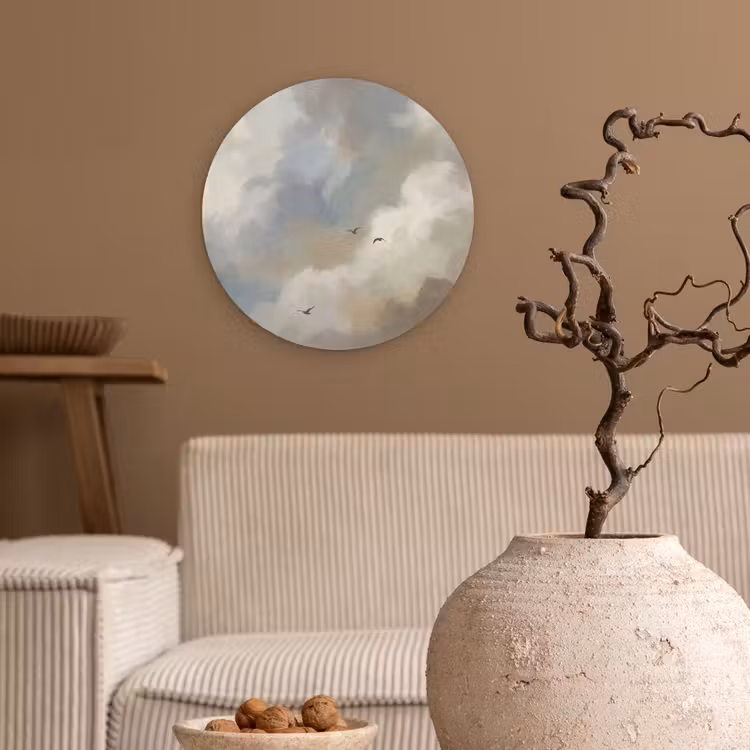 Muurcirkel - Vogel - Wolken - Natuur - Modern - Grijs — 2