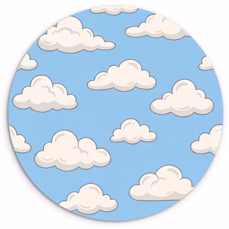 Muurcirkel - Wolk - Cartoon - Lucht - Blauw - Wit — 1