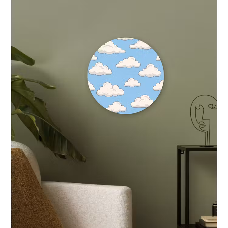 Muurcirkel - Wolk - Cartoon - Lucht - Blauw - Wit — 3