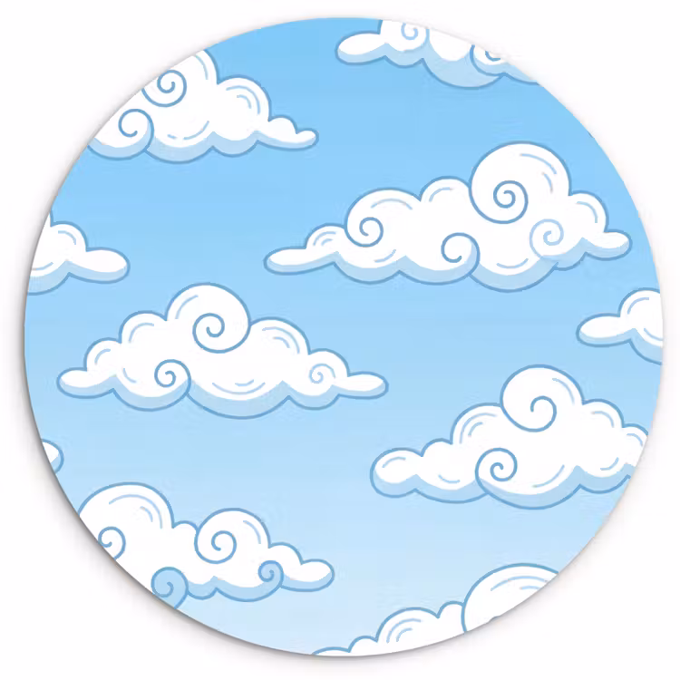 Muurcirkel - Wolk - Lucht - Cartoon - Blauw - Wit — 1