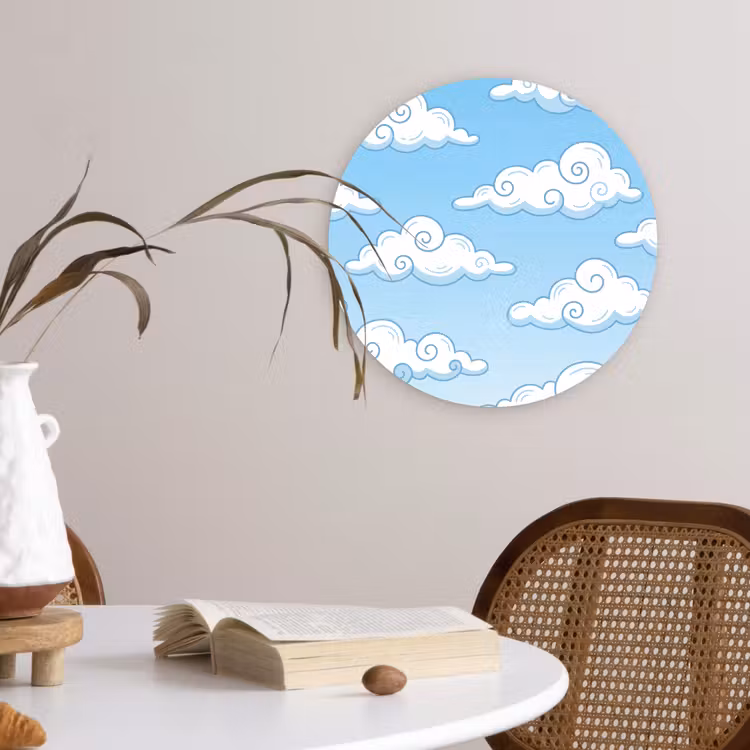 Muurcirkel - Wolk - Lucht - Cartoon - Blauw - Wit — 4