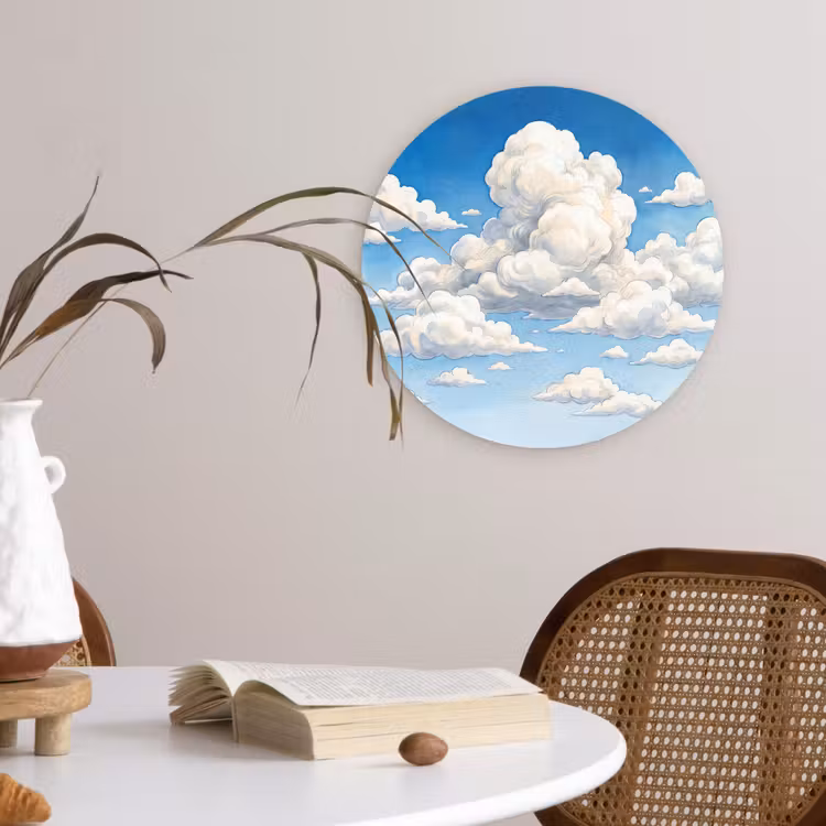 Muurcirkel - Wolken - Blauwe lucht - Natuur - Modern - Wit — 4