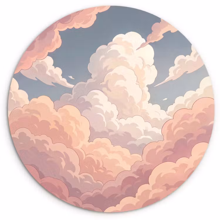 Muurcirkel - Wolken - Lucht - Natuur - Pastel - Roze — 1