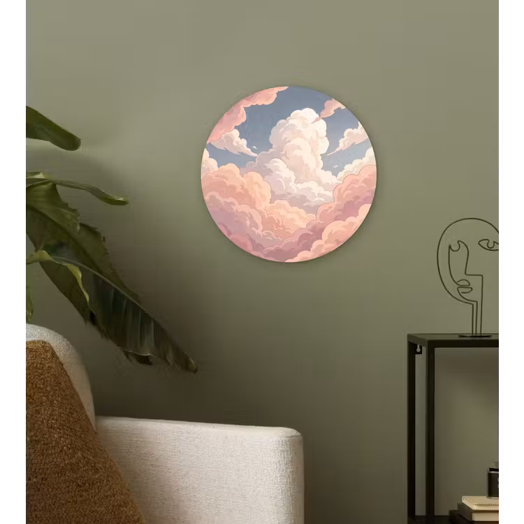 Muurcirkel - Wolken - Lucht - Natuur - Pastel - Roze — 3