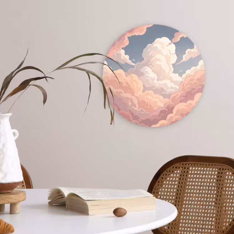 Muurcirkel - Wolken - Lucht - Natuur - Pastel - Roze — 4