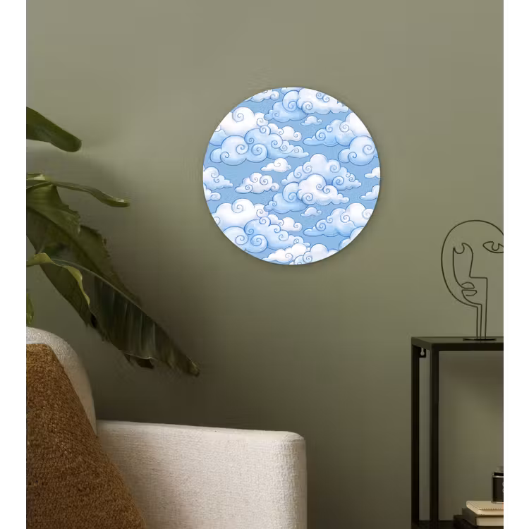 Muurcirkel - Wolken - Patroon - Hemel - Illustratie - Wit — 3