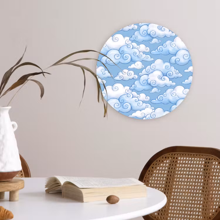 Muurcirkel - Wolken - Patroon - Hemel - Illustratie - Wit — 4