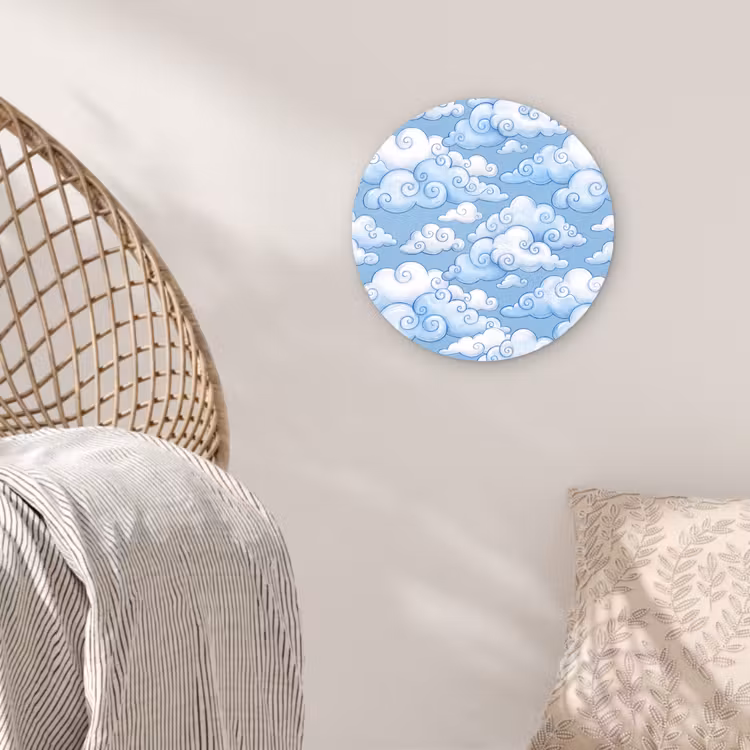 Muurcirkel - Wolken - Patroon - Hemel - Illustratie - Wit — 5