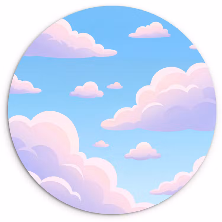 Muurcirkel - Wolken - Roze - Blauw - Natuur - Modern — 1