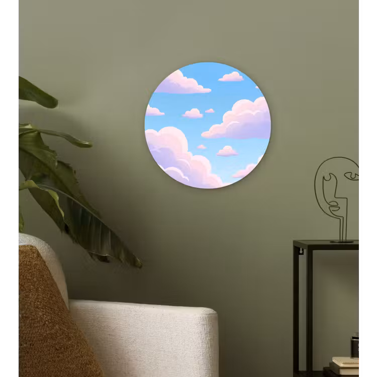 Muurcirkel - Wolken - Roze - Blauw - Natuur - Modern — 3