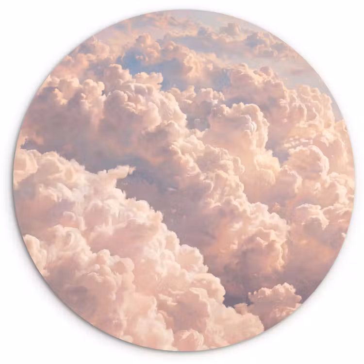 Muurcirkel - Wolken - Zonsondergang - Natuur - Pastel - Roze — 1