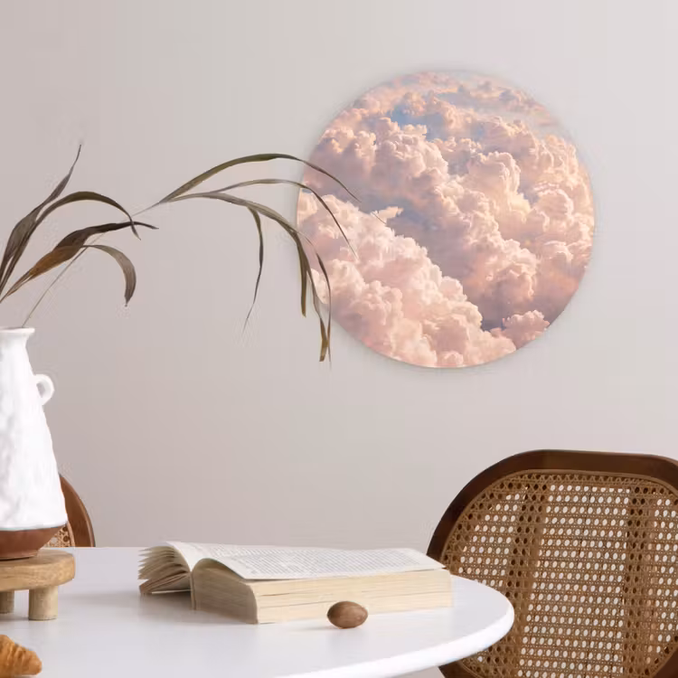Muurcirkel - Wolken - Zonsondergang - Natuur - Pastel - Roze — 4