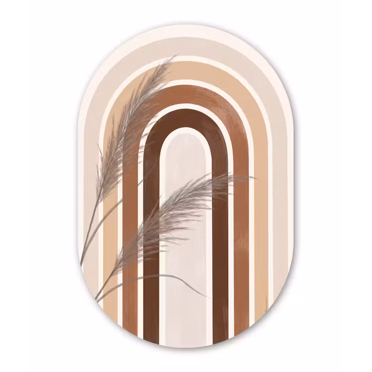 Muurovaal aluminium - Abstract - Bogen - Plant - Boho - Beige — 1