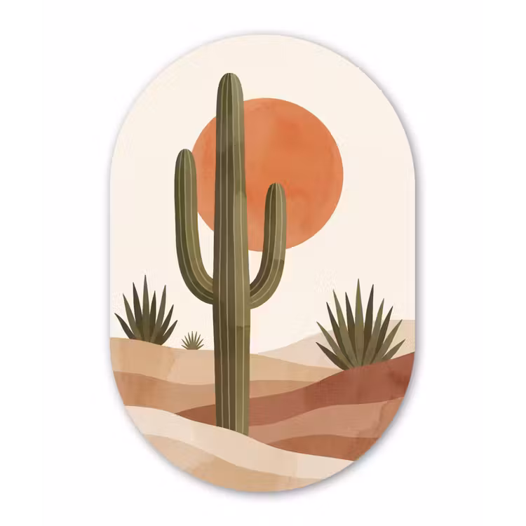 Muurovaal aluminium - Cactus - Duinen - Modern - Landschap - Groen — 1
