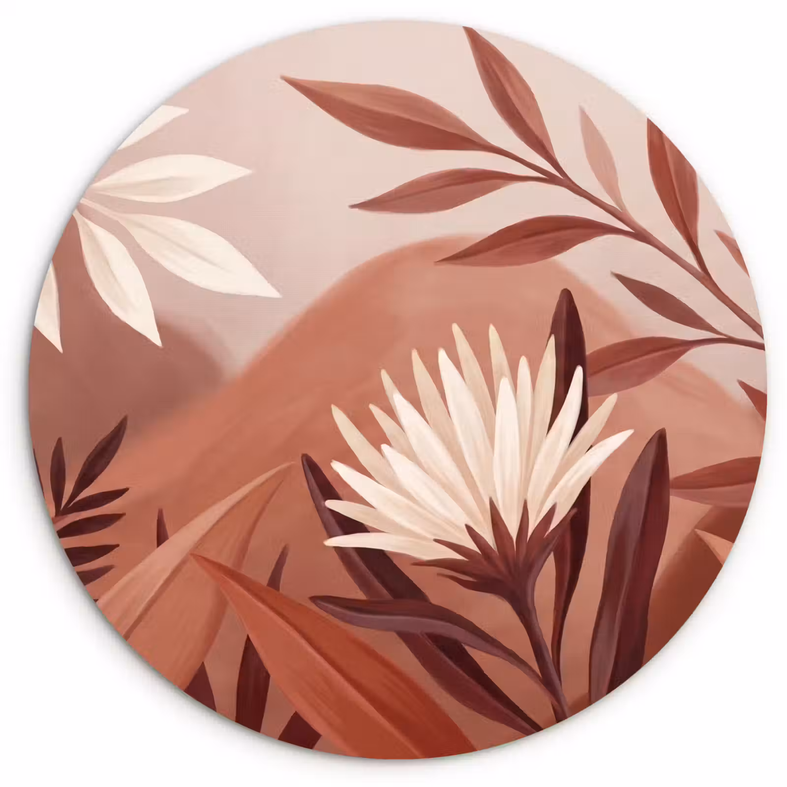 Muurcirkel - Planten - Bladeren - Botanisch - Modern - Bruin — 1