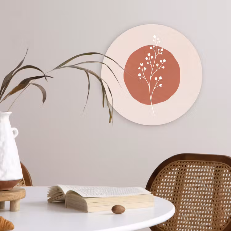Muurcirkel - Plant - Tak - Abstract - Modern - Wit — 4