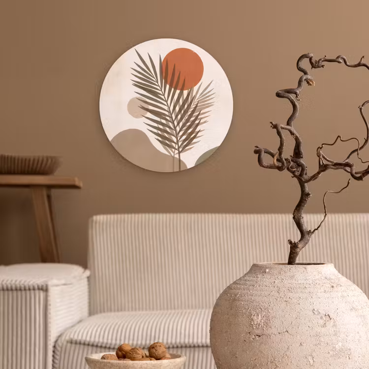 Muurcirkel - Planten - Bladeren - Abstract - Modern - Beige — 2