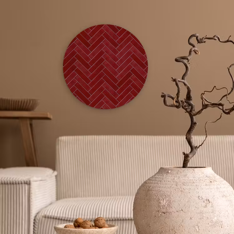 Muurcirkel - Visgraat - Wandtegel - Bordeaux - Rood — 2