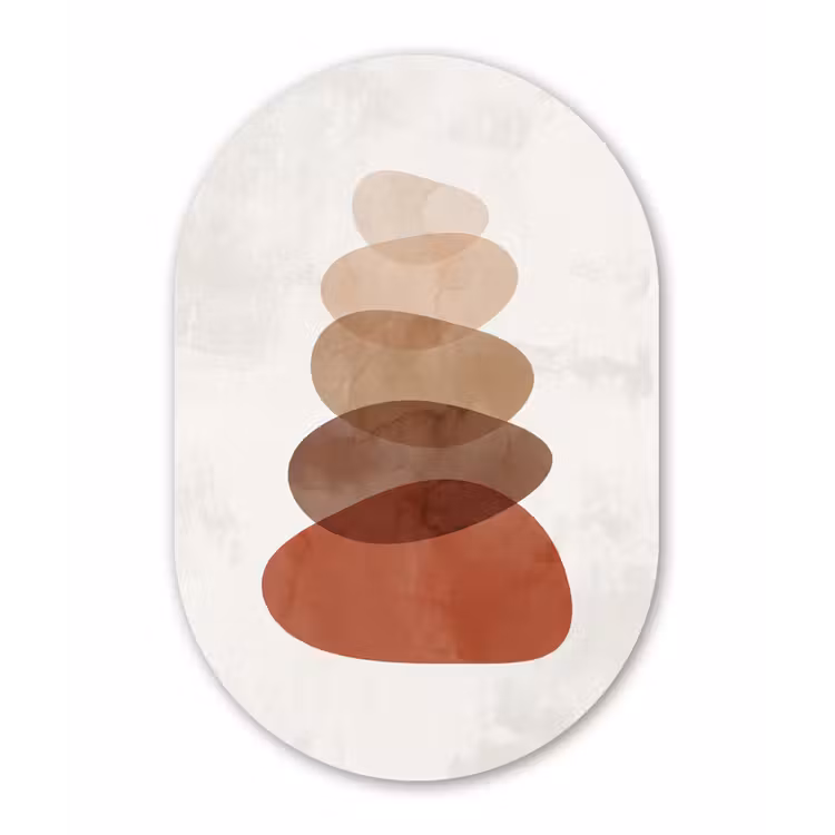 Muurovaal aluminium - Abstractie - Gestapeld - Balans - Modern - Aardetinten — 1