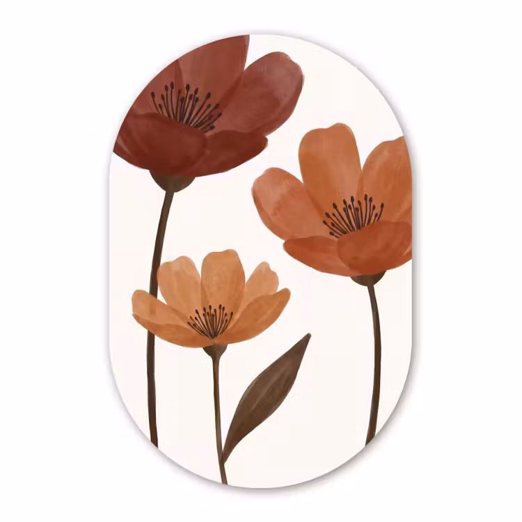 Muurovaal aluminium - Bloemen - Abstract - Modern - Bruin - Decoratief — 1
