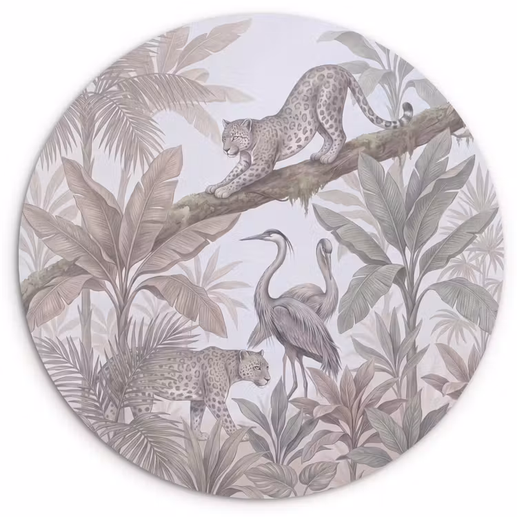 Muurcirkel - Kat - Vogel - Jungle - Illustratie - Dieren — 1