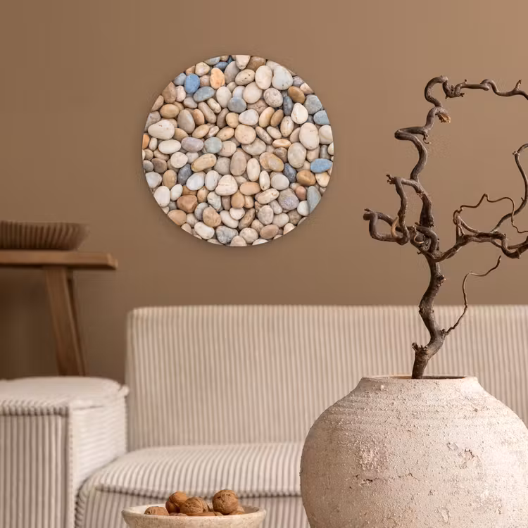 Muurcirkel - Kiezelstenen - Natuur - Textuur - Beige - Grijs — 2