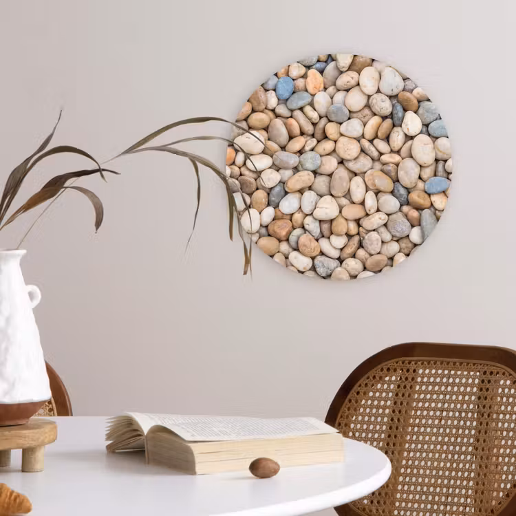 Muurcirkel - Kiezelstenen - Natuur - Textuur - Beige - Grijs — 4