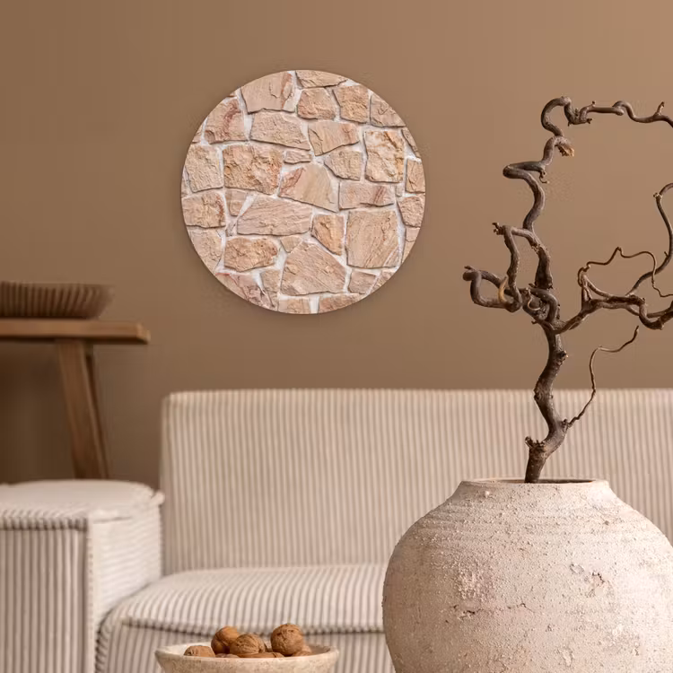 Muurcirkel - Muur - Steen - Patroon - Rustiek - Beige — 2