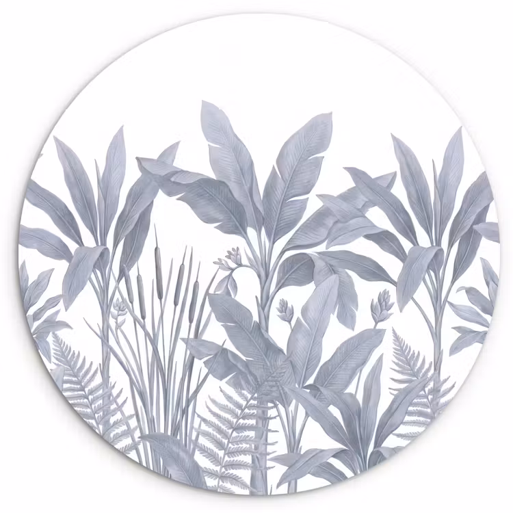 Muurcirkel - Planten - Bladeren - Natuur - Grijs — 1